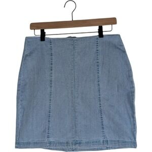 Harper Heritage Light Wash Denim Mini Skirt Front Zip Size Medium